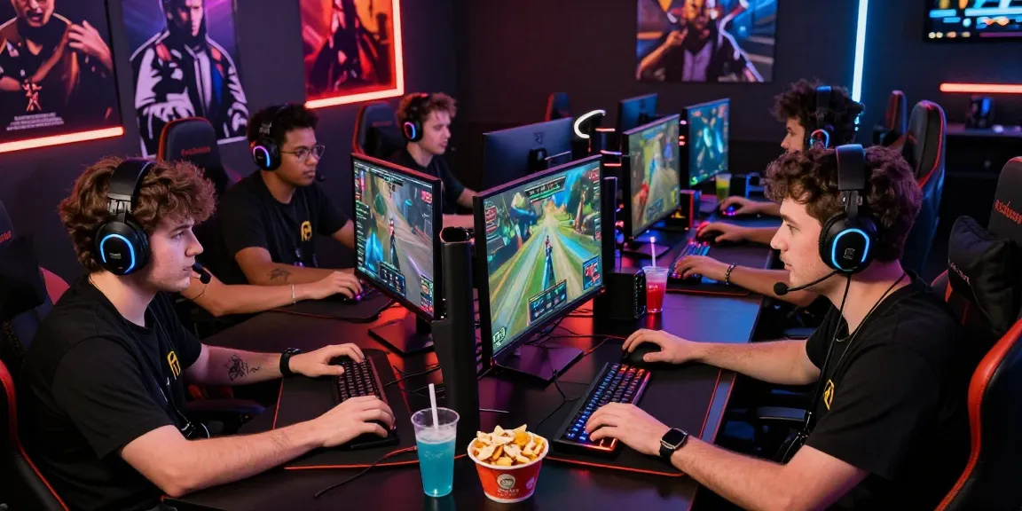 Gamers strategizing and celebrating victories in a vibrant gaming setup, showcasing link alternatif raja328.