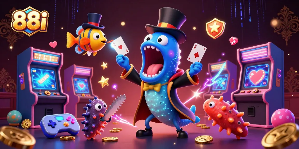 Experience thrilling gameplay at 88i with a colorful casino-themed illustration showcasing exciting deep-sea characters.