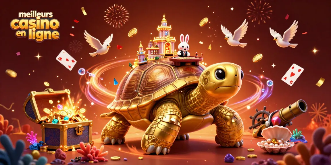 Incarnez les meilleurs casinos en ligne au sein d'une scène festive remplie de cartes et de pièces d'or.